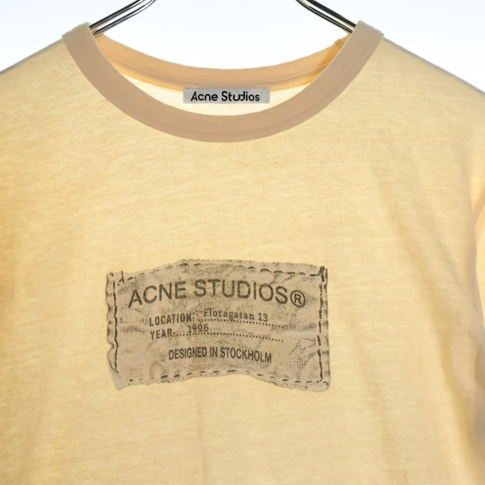 Acne Studios(アクネ ストゥディオズ) スリムフィット ロゴプリント 半袖クルーネックシャツ ベージュ TSHI000678-AL0417