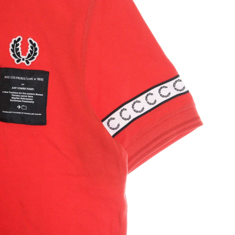 FRED PERRY(フレッドペリー) ×ART COMES FIRST Taped Pique Polo アートカムズファースト 半袖ポロシャツ カットソー SM5121 レッド