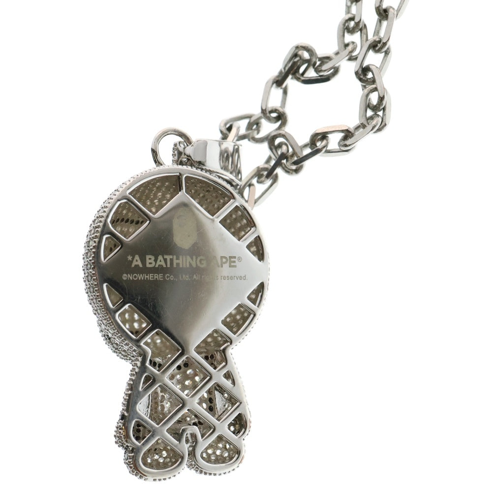 A BATHING APE(アベイシングエイプ) BABY MILO CRYSTAL STONE NECKLACE ベイビーマイロ クリスタルストーンネックレス シルバー