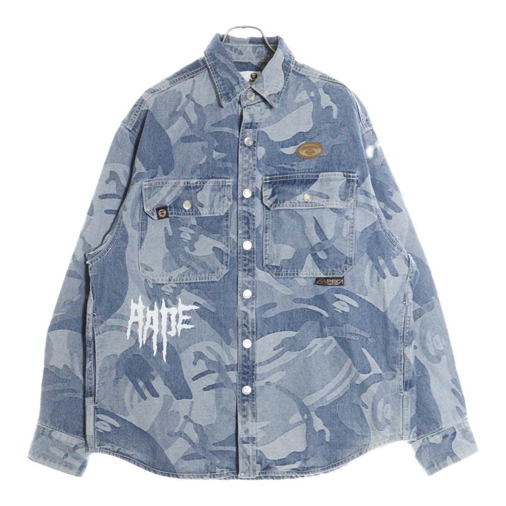 A BATHING APE(アベイシングエイプ) デニムプリント 総柄 デニムジャケット CA41797 インディゴ