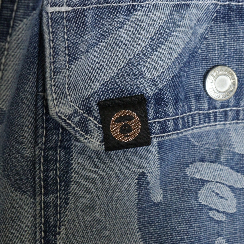 A BATHING APE(アベイシングエイプ) デニムプリント 総柄 デニムジャケット CA41797 インディゴ