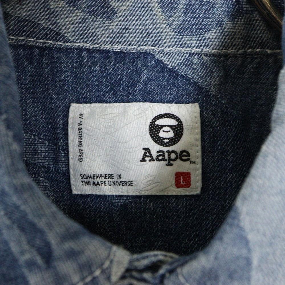 A BATHING APE(アベイシングエイプ) デニムプリント 総柄 デニムジャケット CA41797 インディゴ