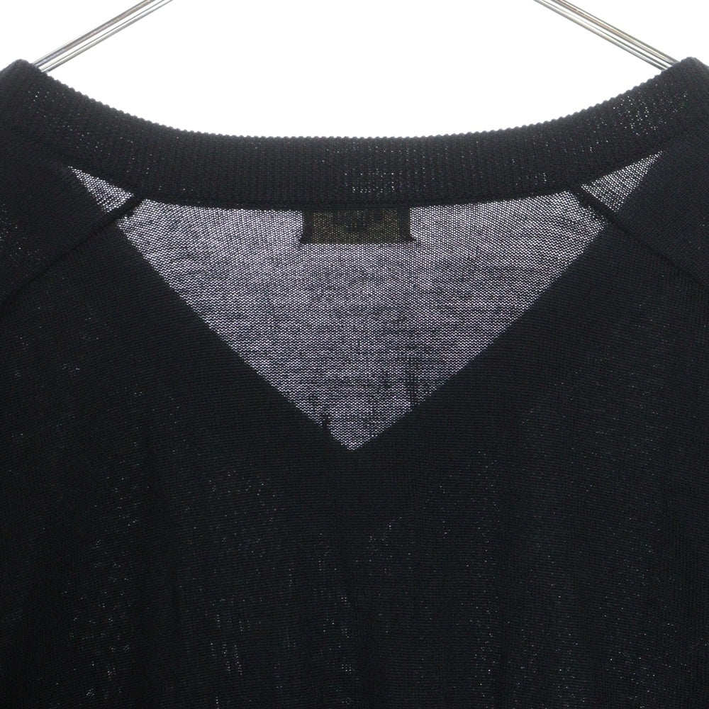 CELINE(セリーヌ) ロゴ刺繍 Vネック ニットカーディガン ブラック 2AG26322U.38NO