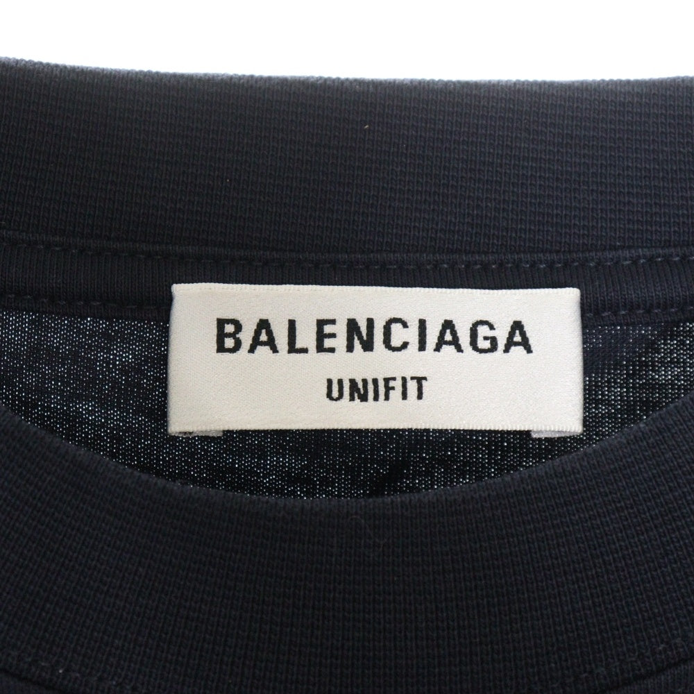 BALENCIAGA(バレンシアガ) カレッジロゴ フロントプリント 半袖クルーネックTシャツカットソー ネイビー 670943