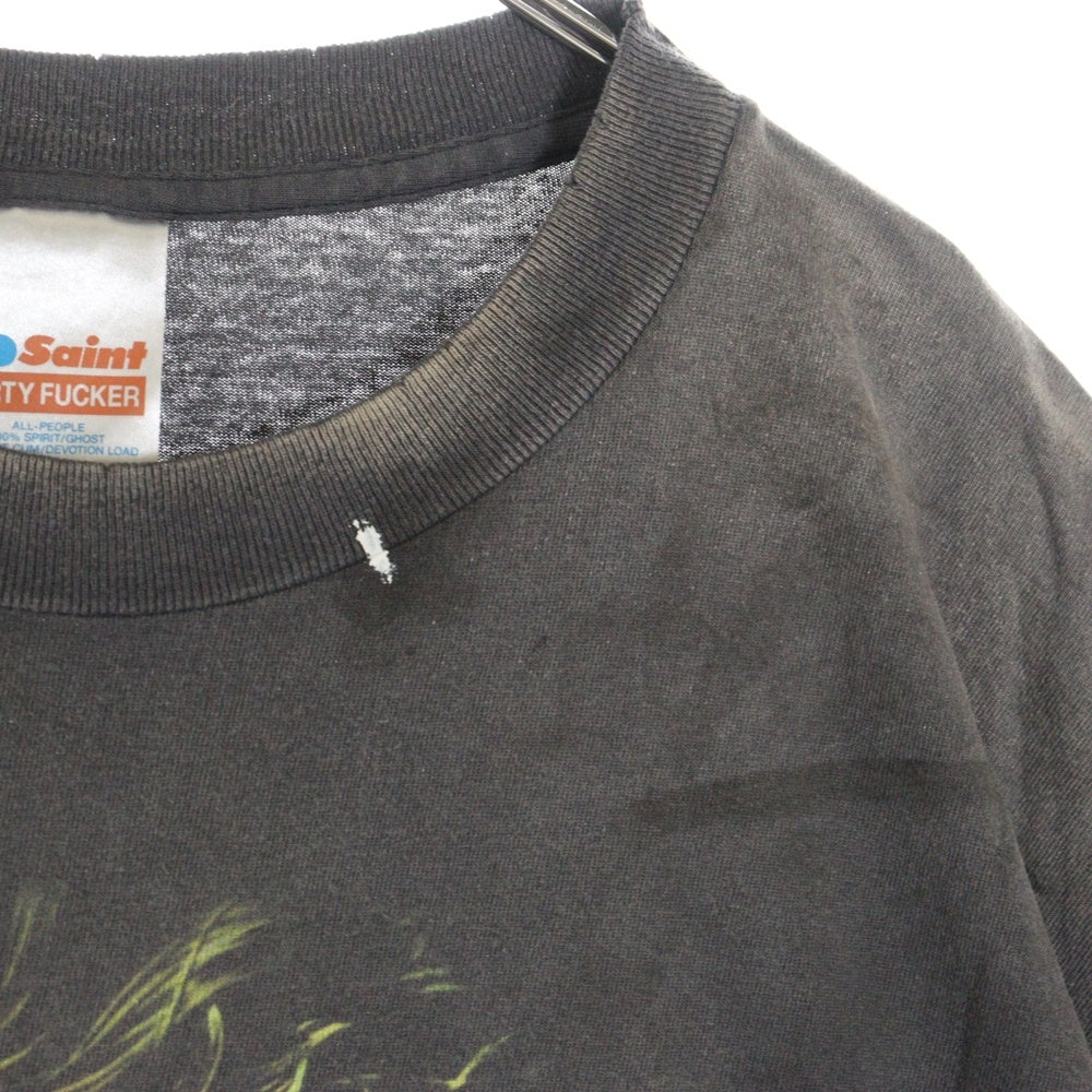 SAINT MICHAEL(セントマイケル) 25SS ヴィンテージ加工 ジョーカープリント クルーネック半袖カットソー SH-HR8-0000-C53 ブラック