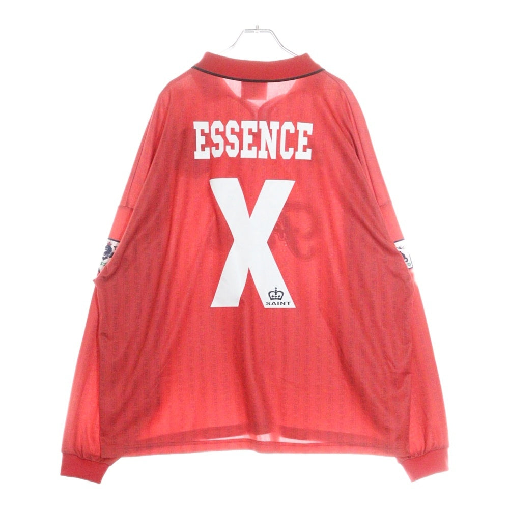 SAINT MICHAEL(セントマイケル) 24AW SOCCER L/S SHIRT FAITH ロゴ刺繍 サッカーシャツ 長袖ポロシャツ レッド SM-YS1-0000-022