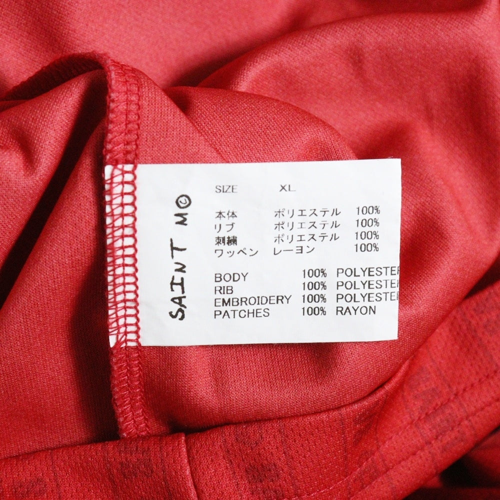 SAINT MICHAEL(セントマイケル) 24AW SOCCER L/S SHIRT FAITH ロゴ刺繍 サッカーシャツ 長袖ポロシャツ レッド SM-YS1-0000-022