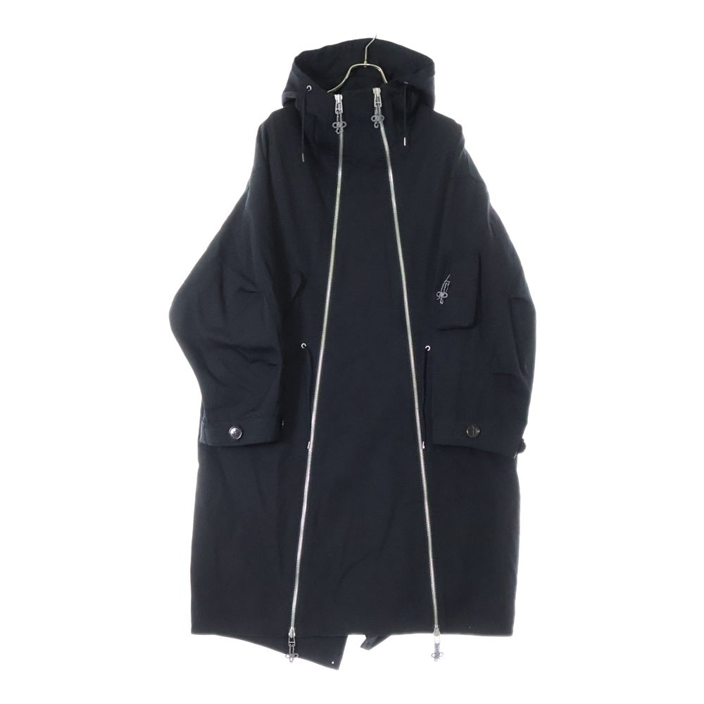 LES SIX(レシス) 23AW DOUBLE ZIP UP WOOL GABADINE MODS COAT ダブルジップ モッズコート huit-5-DZWGMC ブラック