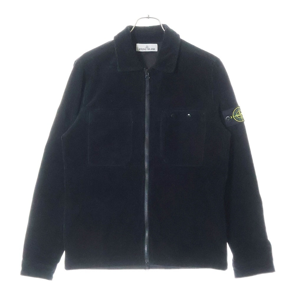 STONE ISLAND(ストーンアイランド) 24AW Logo Patch Corduroy Overshirt ジップアップ コーデュロイジャケット ブラック 811511604