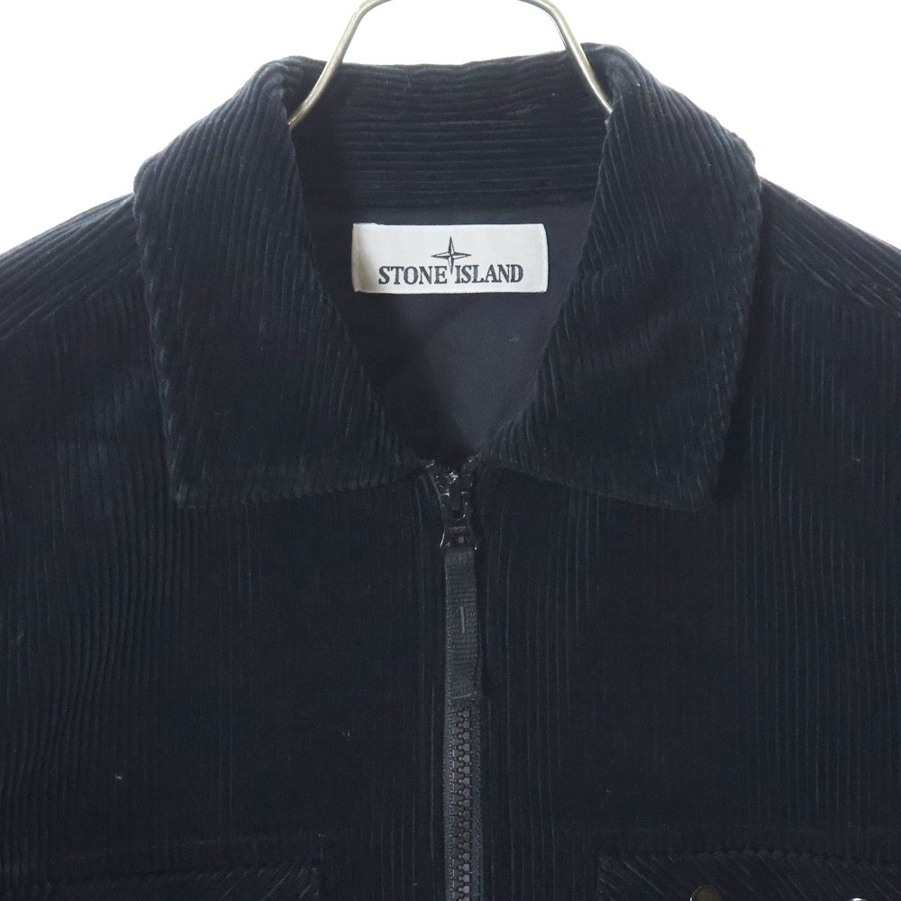 STONE ISLAND(ストーンアイランド) 24AW Logo Patch Corduroy Overshirt ジップアップ コーデュロイジャケット ブラック 811511604
