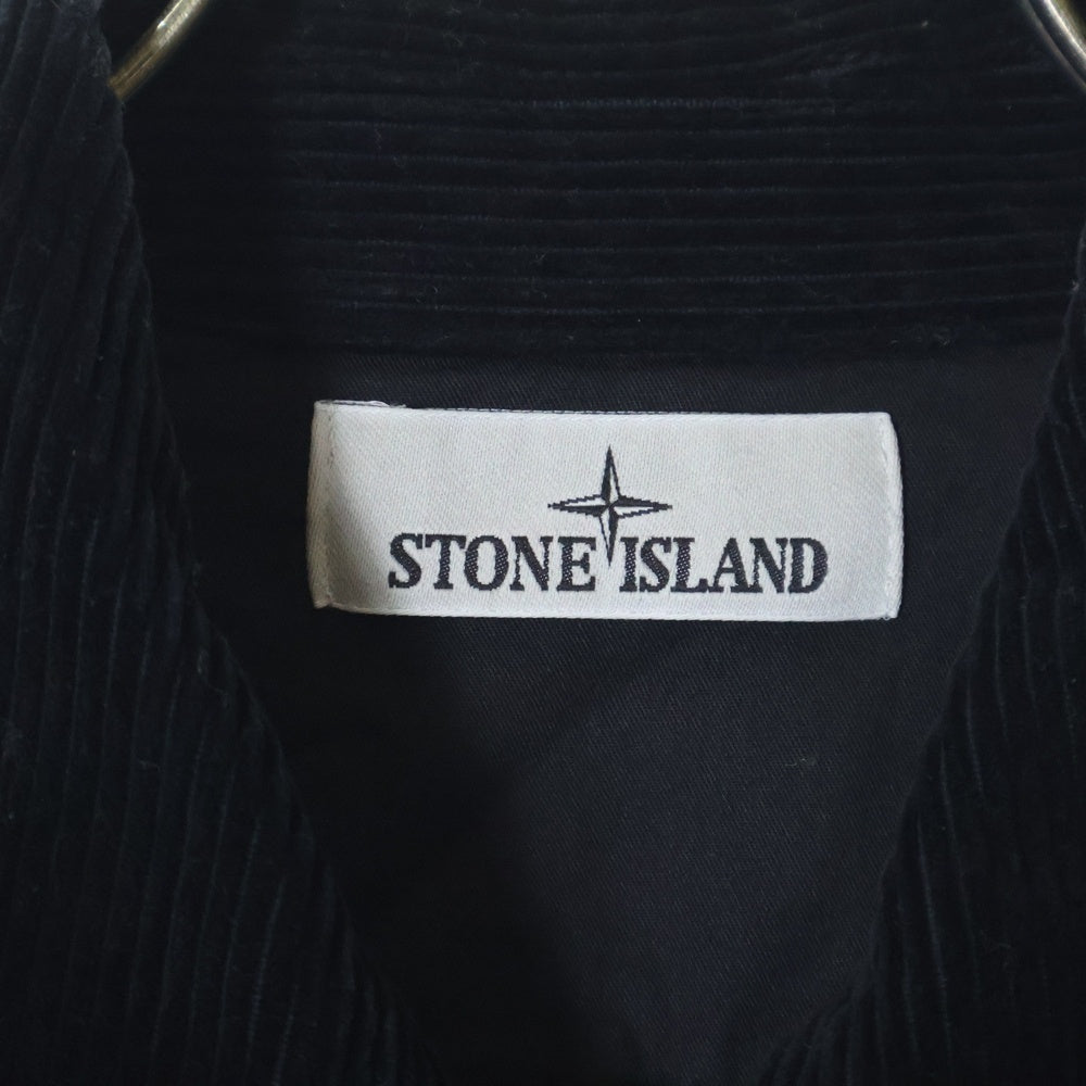 STONE ISLAND(ストーンアイランド) 24AW Logo Patch Corduroy Overshirt ジップアップ コーデュロイジャケット ブラック 811511604