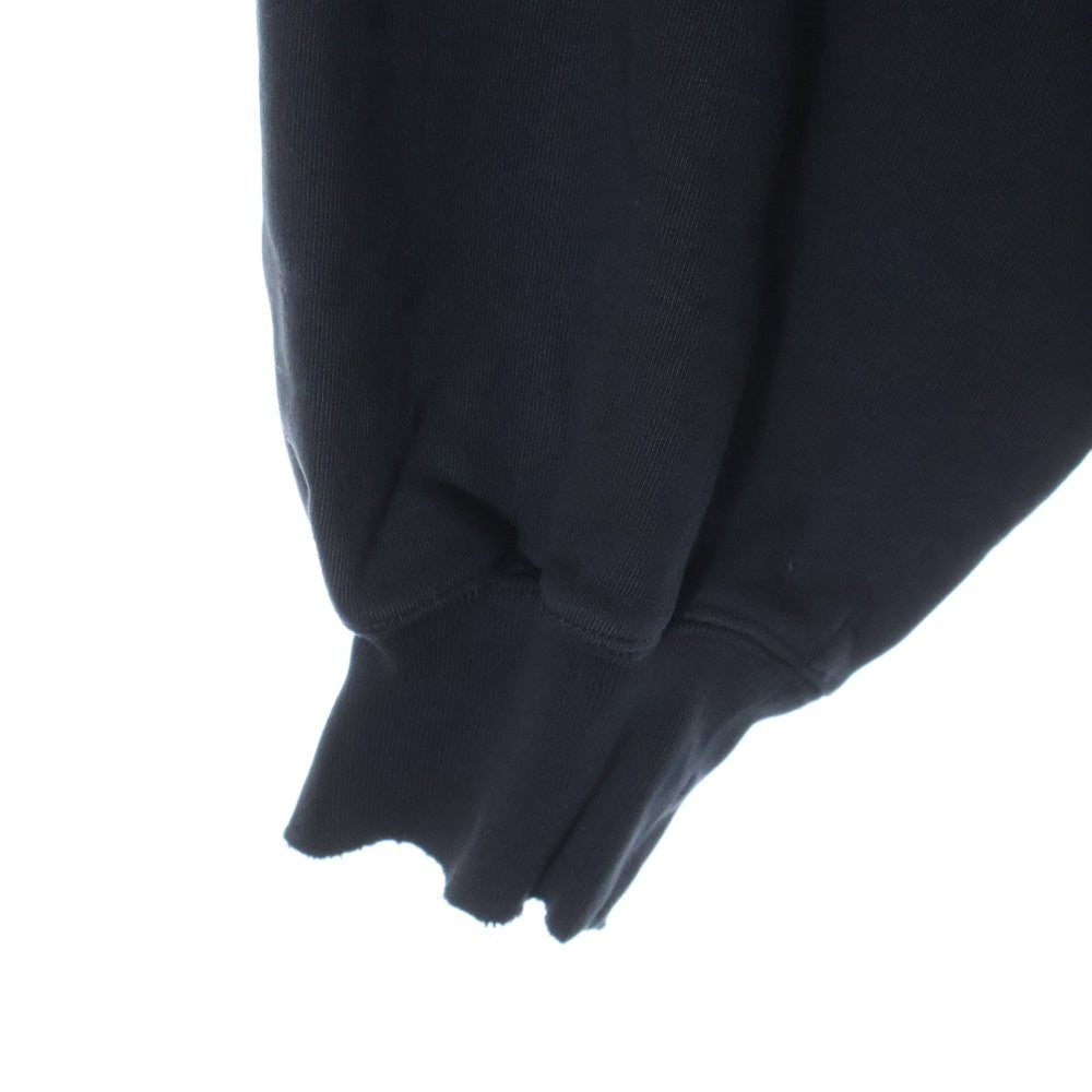 BALENCIAGA(バレンシアガ) 22AW Destroyed Logo-Print Hoodie デストロイダメージ加工 ロゴプリント スウェット プルオーバーパーカー フーディー ブラック 729361 TNVL2