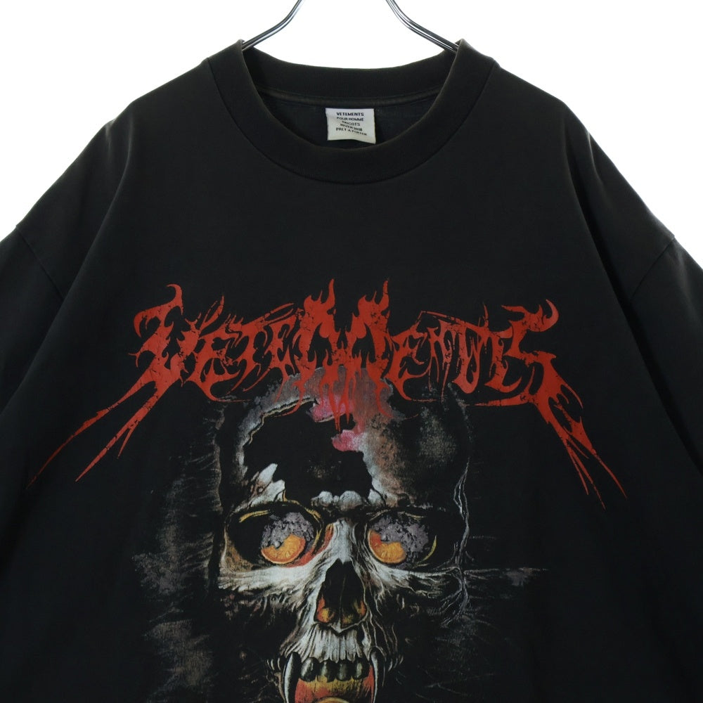 VETEMENTS(ヴェトモン) 17AW OVERSIZED HEAVY METAL PRINT TEE MAH18TR34 オーバーサイズヘビーメタルスカルプリント クルーネック半袖カットソー ブラック