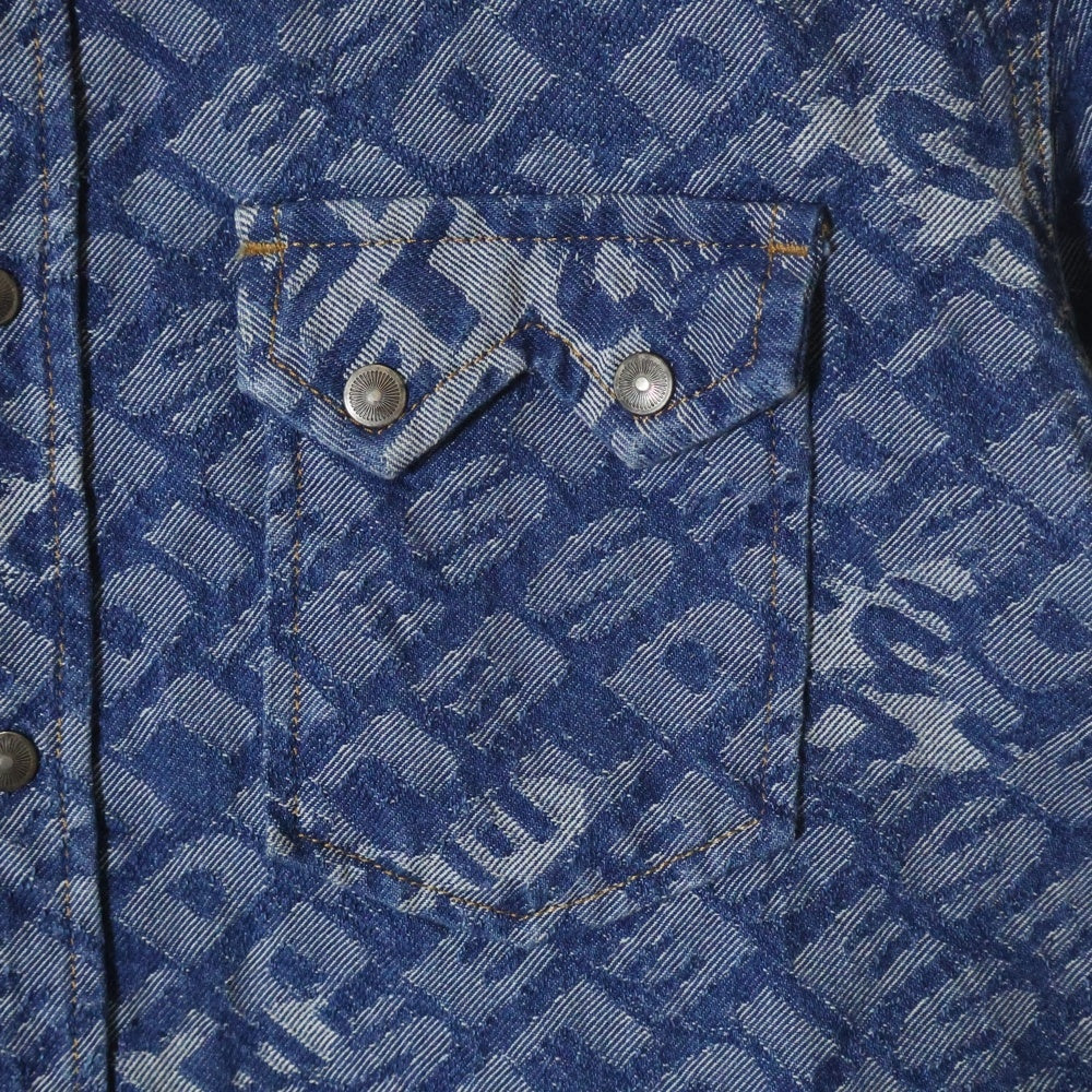 DIESEL(ディーゼル) 総柄 ロゴ ウエスタンデニムシャツ 00SQXS インディゴ