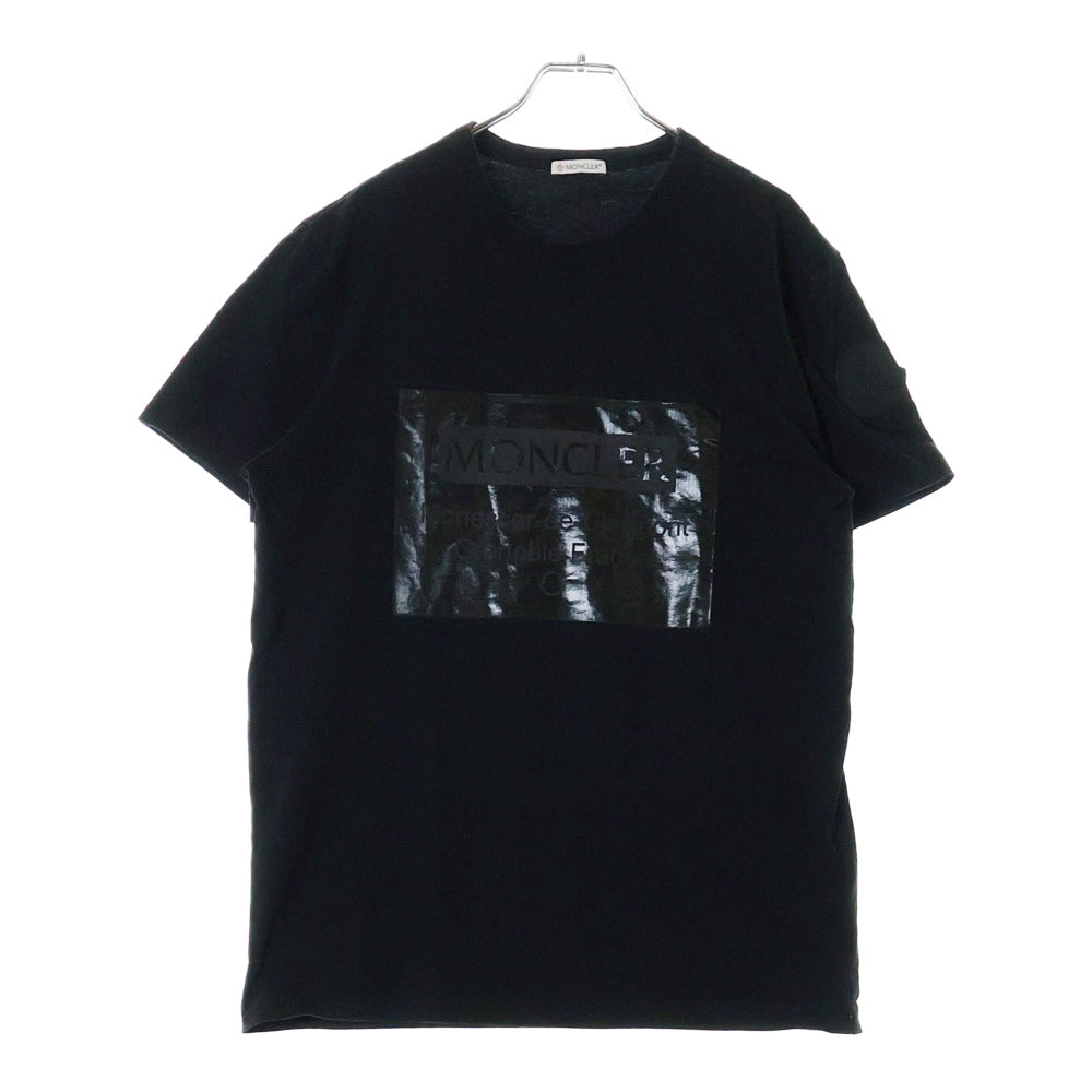 MONCLER(モンクレール) MAGLIA T-SHIRT F20918C79710 8390T マグリア フロントプリント クルーネック半袖Tシャツ ブラック