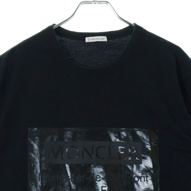 MONCLER(モンクレール) MAGLIA T-SHIRT F20918C79710 8390T マグリア フロントプリント クルーネック半袖Tシャツ ブラック