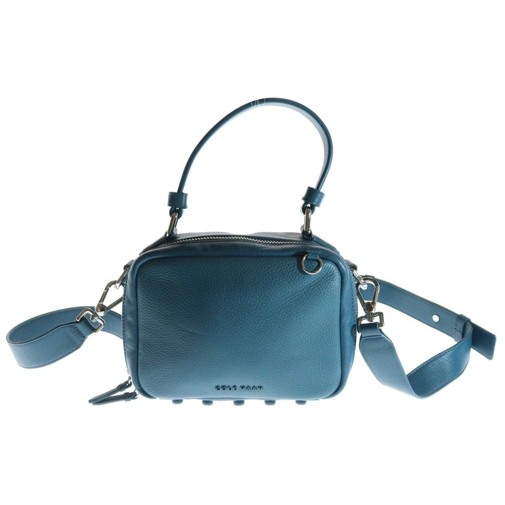 コールハーン 本革レザーショルダーバッグ 蛇柄風 ブルー系 コール  