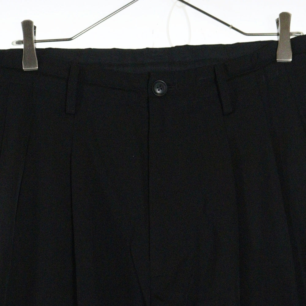 Yohji Yamamoto POUR HOMME(ヨウジヤマモト プールオム) 22SS ×朝倉優佳 ORIGINAL ART MOTIF HAND PATCH TACK PANTS ハンドモチーフ タックパンツ ブラック HG-P70-815