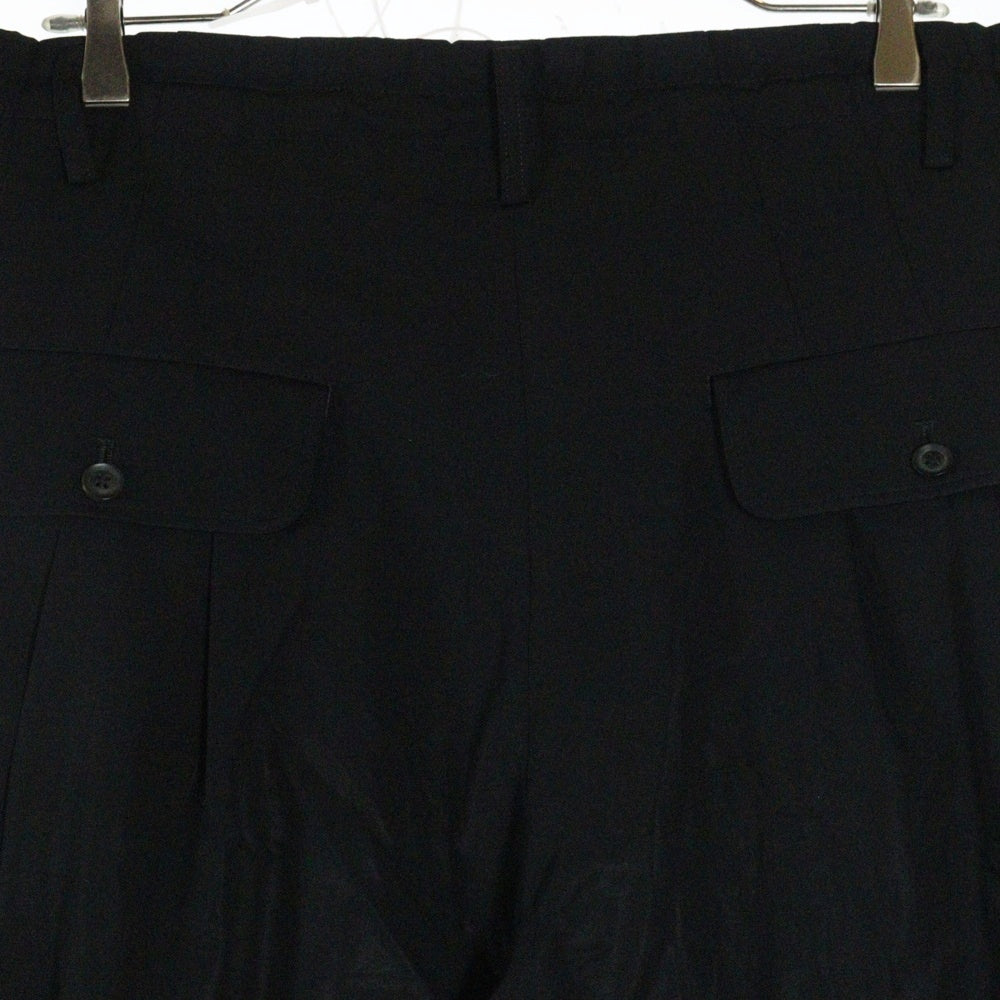 Yohji Yamamoto POUR HOMME(ヨウジヤマモト プールオム) 22SS ×朝倉優佳 ORIGINAL ART MOTIF HAND PATCH TACK PANTS ハンドモチーフ タックパンツ ブラック HG-P70-815