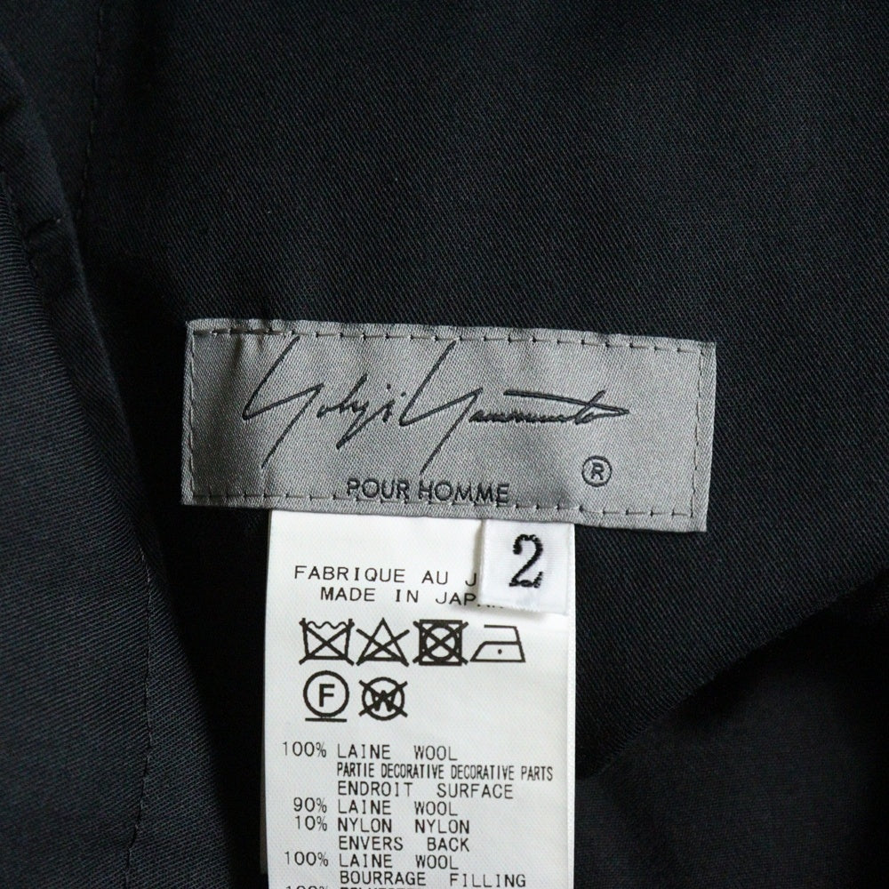 Yohji Yamamoto POUR HOMME(ヨウジヤマモト プールオム) 22SS ×朝倉優佳 ORIGINAL ART MOTIF HAND PATCH TACK PANTS ハンドモチーフ タックパンツ ブラック HG-P70-815