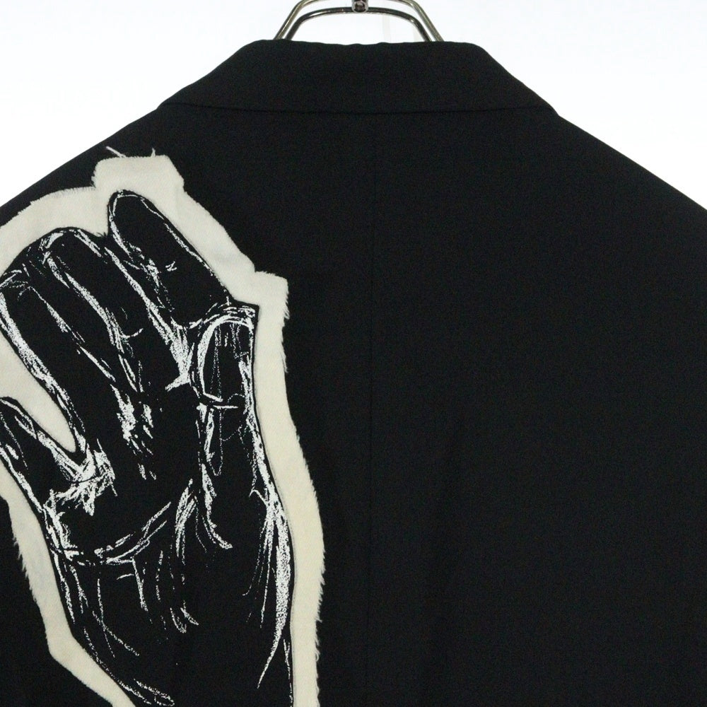 Yohji Yamamoto POUR HOMME(ヨウジヤマモト プールオム) 22SS ×朝倉優佳 ORIGINAL ART MOTIF HAND PATCH TEILORED JACKET ハンドモチーフ テーラードジャケット ブラック HG-J23-814