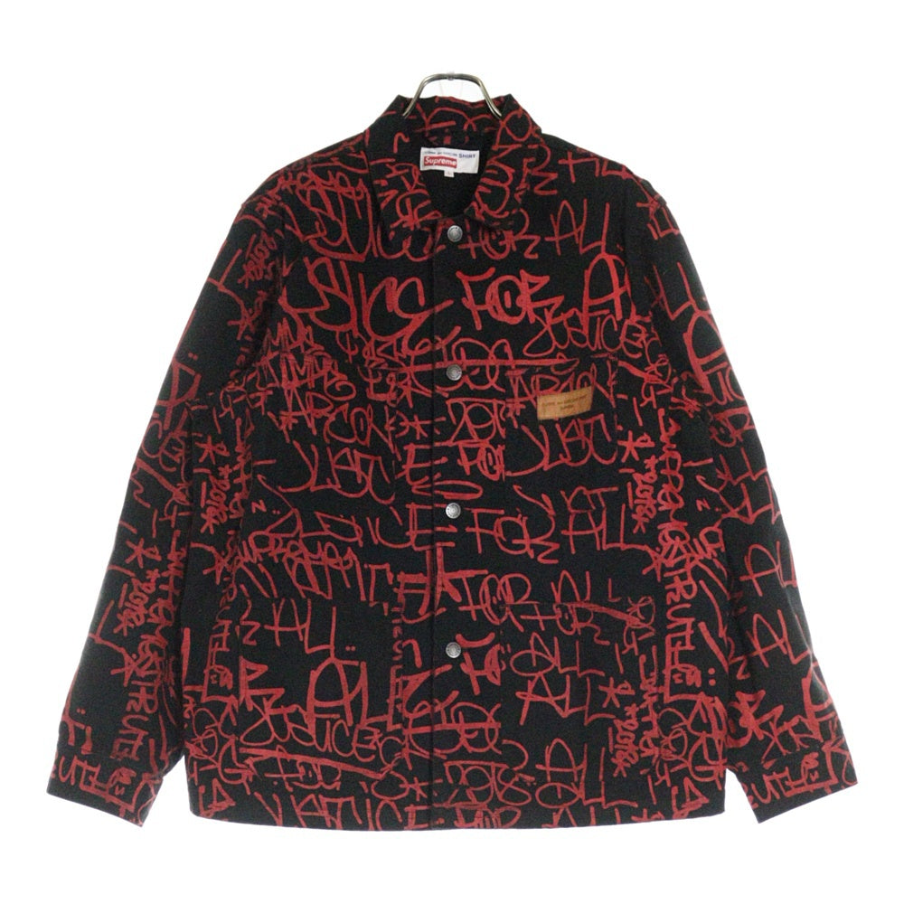 SUPREME(シュプリーム) 18AW COMME des GARCONS SHIRT Printed Canvas Chore Coat ×コムデギャルソンシャツ プリンテッドキャンバスチョアコートブルゾン レッド/ブラック