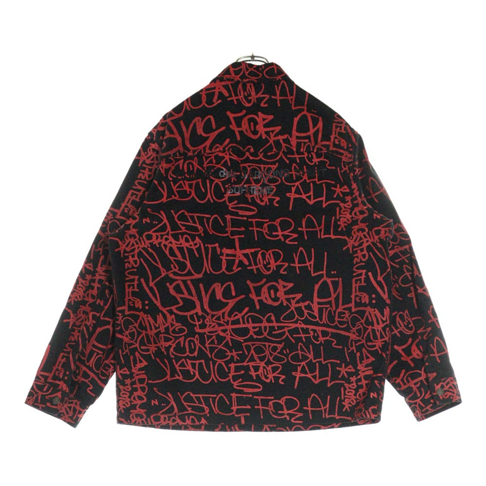SUPREME(シュプリーム) 18AW COMME des GARCONS SHIRT Printed Canvas Chore Coat ×コムデギャルソンシャツ プリンテッドキャンバスチョアコートブルゾン レッド/ブラック
