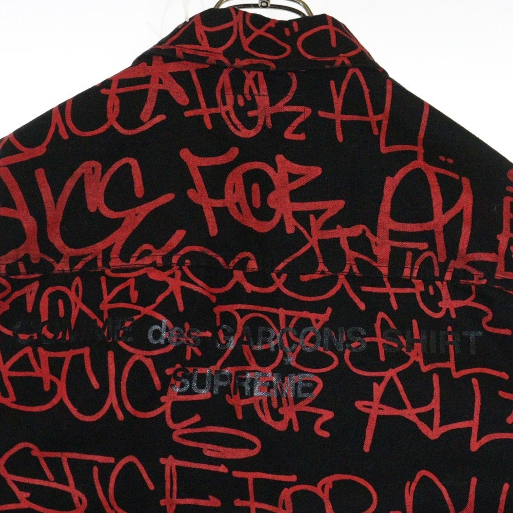 SUPREME(シュプリーム) 18AW COMME des GARCONS SHIRT Printed Canvas Chore Coat ×コムデギャルソンシャツ プリンテッドキャンバスチョアコートブルゾン レッド/ブラック