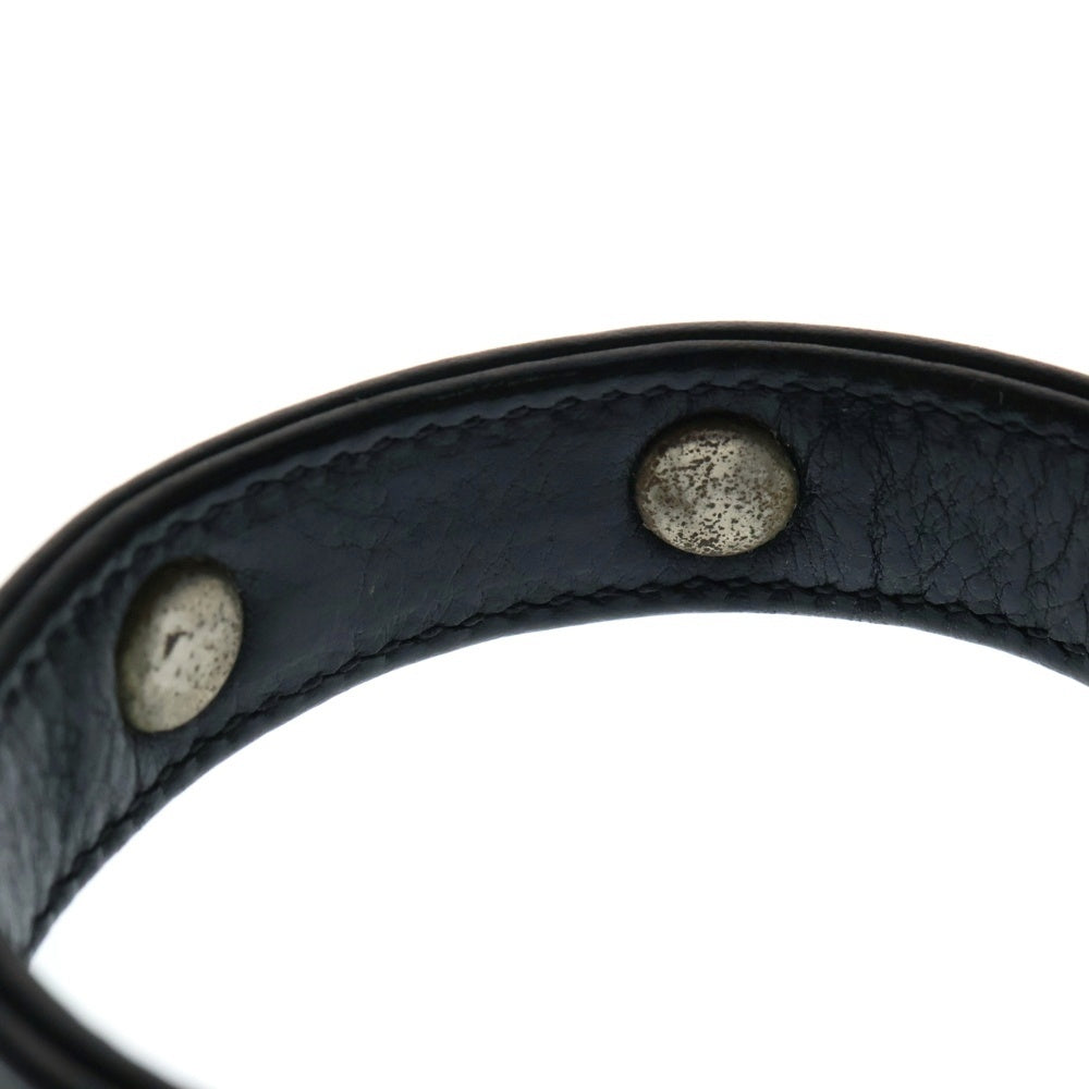 CHROME HEARTS(クロムハーツ) GUNSLINGER LEATHER CUFF BRACELET W/SCROLL CHスクロールラベル レザーブレスレット シルバー/ブラック