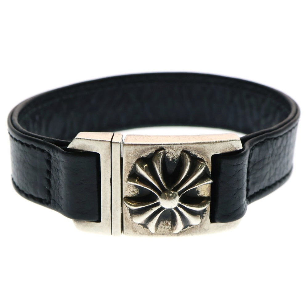 CHROME HEARTS(クロムハーツ) HARNESS CLASP ハーネスクラスプ レザーブレスレット ブラック/シルバー