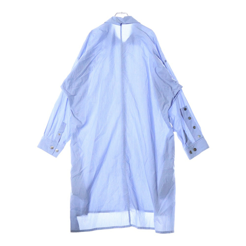 Yohji Yamamoto(ヨウジヤマモト) 17AW You Snitch L/S STRIPE SHIRT プリント ストライプ 長袖ロングシャツ ブルー HK-B31-021