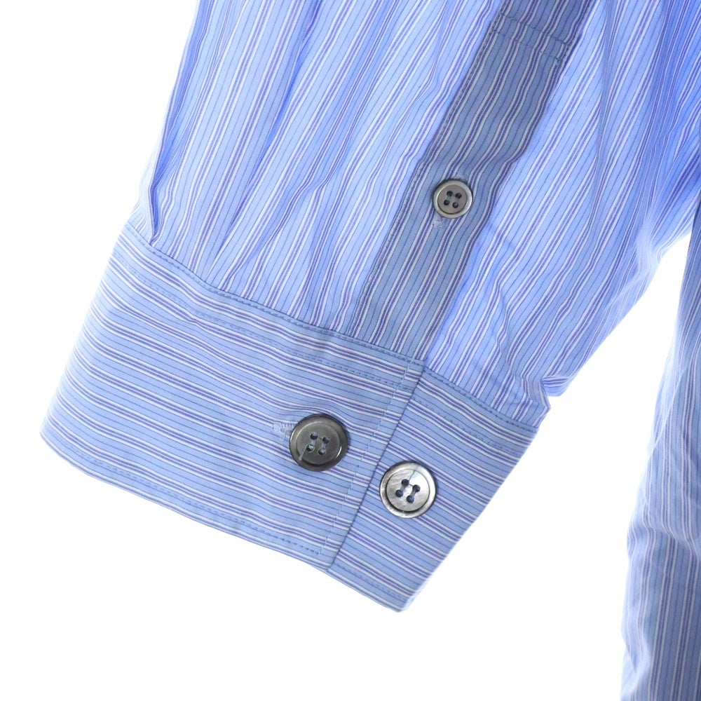 Yohji Yamamoto(ヨウジヤマモト) 17AW You Snitch L/S STRIPE SHIRT プリント ストライプ 長袖ロングシャツ ブルー HK-B31-021