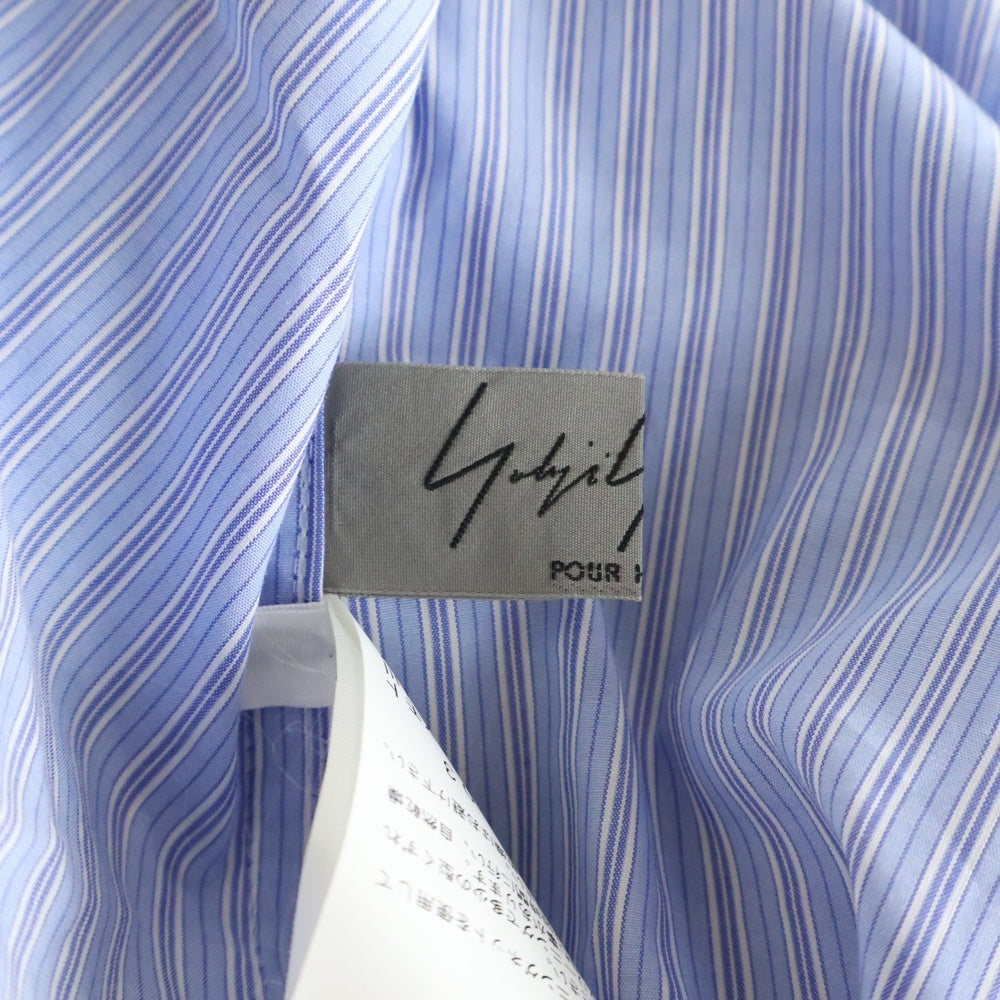 Yohji Yamamoto(ヨウジヤマモト) 17AW You Snitch L/S STRIPE SHIRT プリント ストライプ 長袖ロングシャツ ブルー HK-B31-021