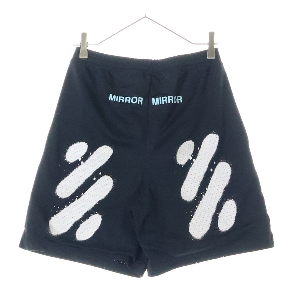 OFF-WHITE(オフホワイト) 17SS DIAG SPRAY MESH SHORTS スプレーデザイン メッシュハーフパンツ ブラック