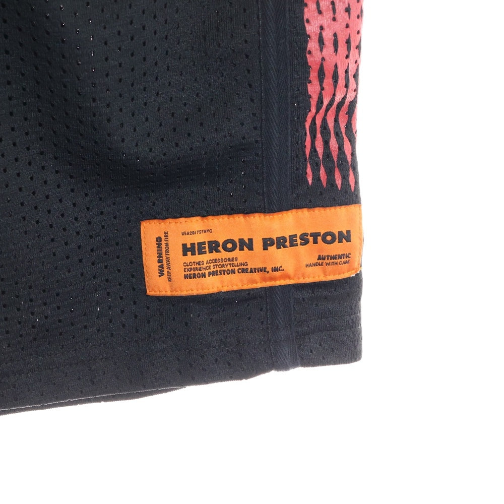HERON PRESTON(ヘロンプレストン) 19SS ロゴプリント メッシュハーフパンツ HMCI002S19763050 ブラック