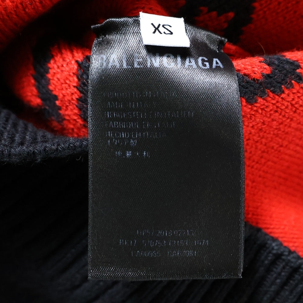 BALENCIAGA(バレンシアガ) ロゴ総柄 ジャガードオーバーシルエットニット レッド/ブラック 625970 T3178