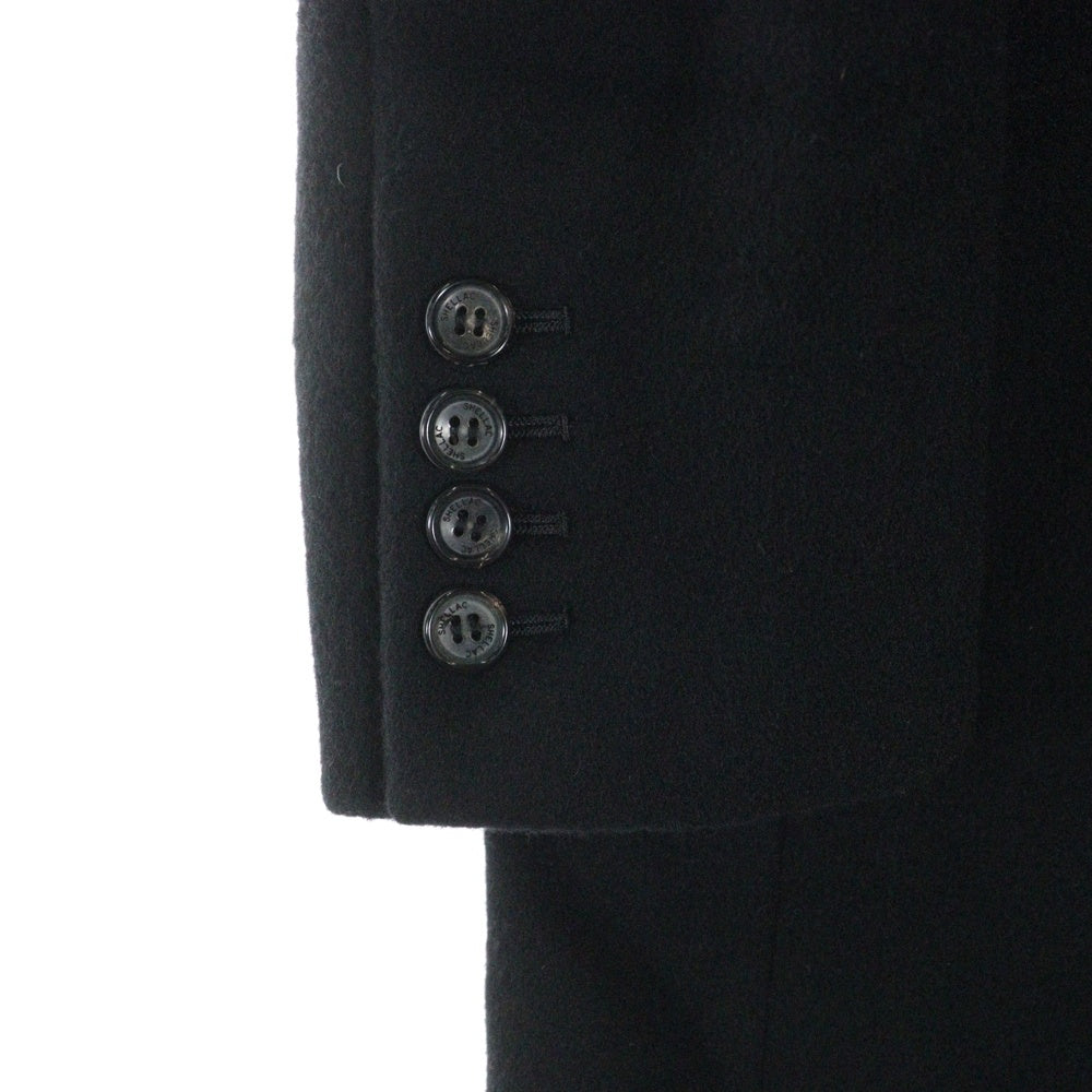 SHELLAC(シェラック) StandNeck LongJacket カウレザー切り替え ウールチェスターコート ブラック 1355908007