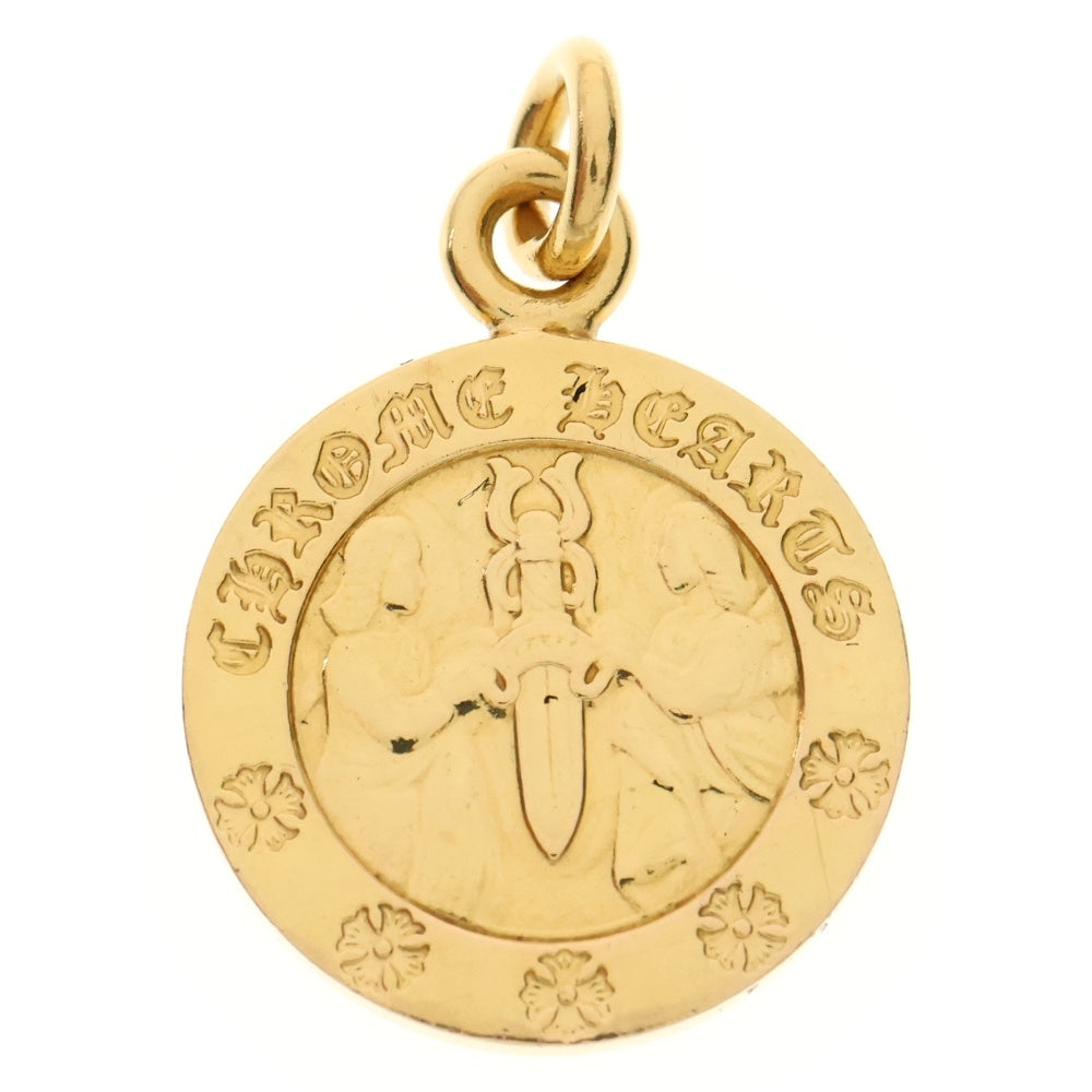 CHROME HEARTS(クロムハーツ) 22K CHRM ANGL MDL エンジェルメダルチャーム V2 ゴールドネックレストップ ゴールド
