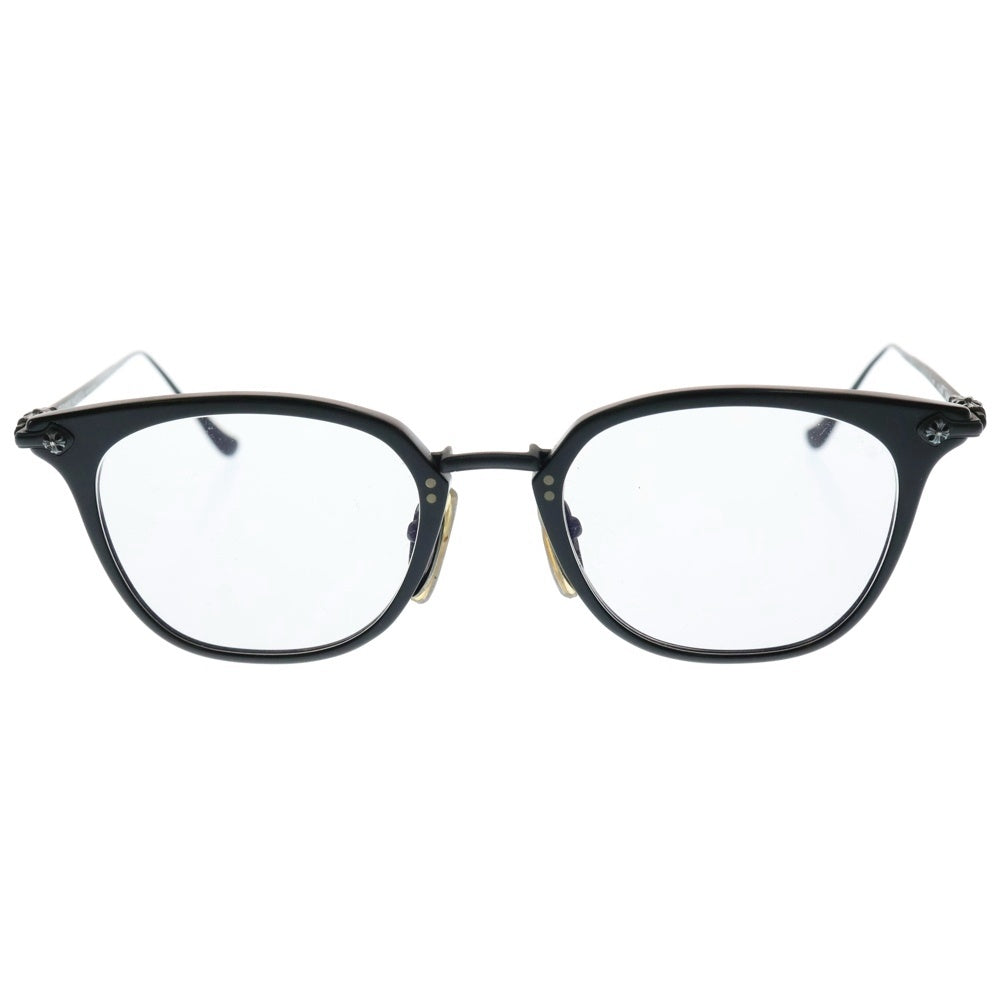 CHROME HEARTS(クロムハーツ) SHAGASS サイドクロステンプルウェリントン ブラックフレーム メガネ 眼鏡 ブラック/シルバー ※度入り