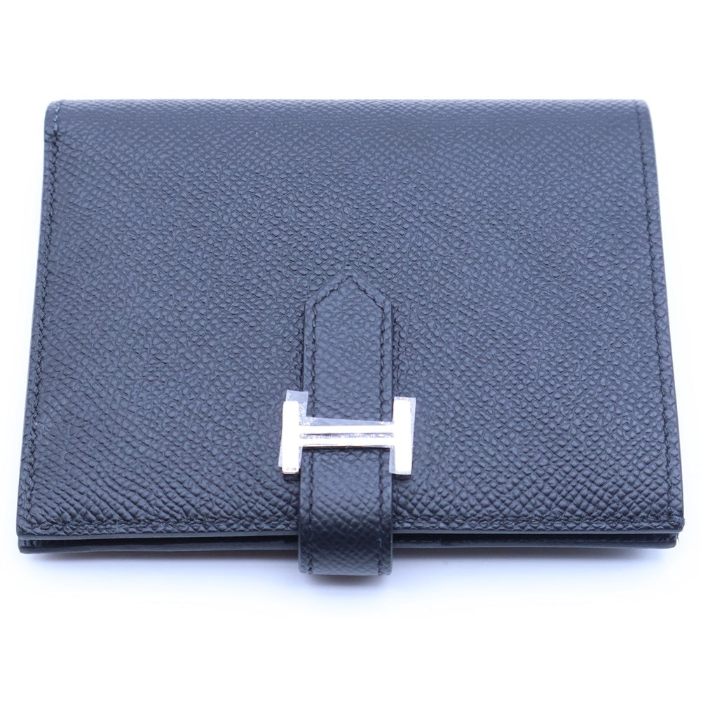 HERMES(エルメス) ベアンコンパクト 二つ折り財布 ウォレット U刻印 ヴォーエプソン ブラック