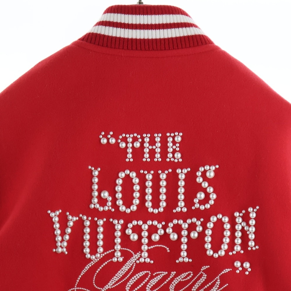 LOUIS VUITTON(ルイヴィトン) 24SS ミックス レザー バーシティ ブルゾン ジャケット スタジャン ホワイト/レッド 1AFIQA RM241 BQV HQL87E