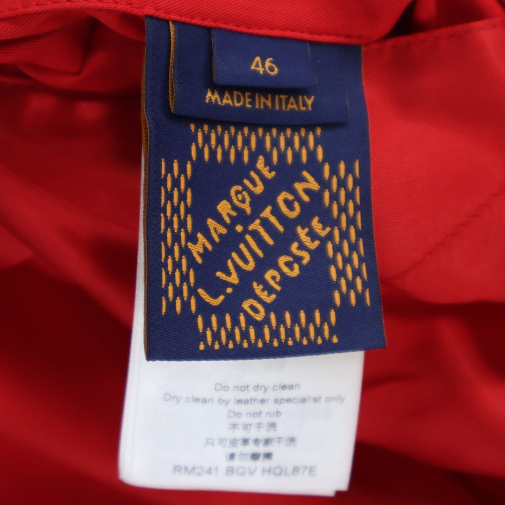 LOUIS VUITTON(ルイヴィトン) 24SS ミックス レザー バーシティ ブルゾン ジャケット スタジャン ホワイト/レッド 1AFIQA RM241 BQV HQL87E