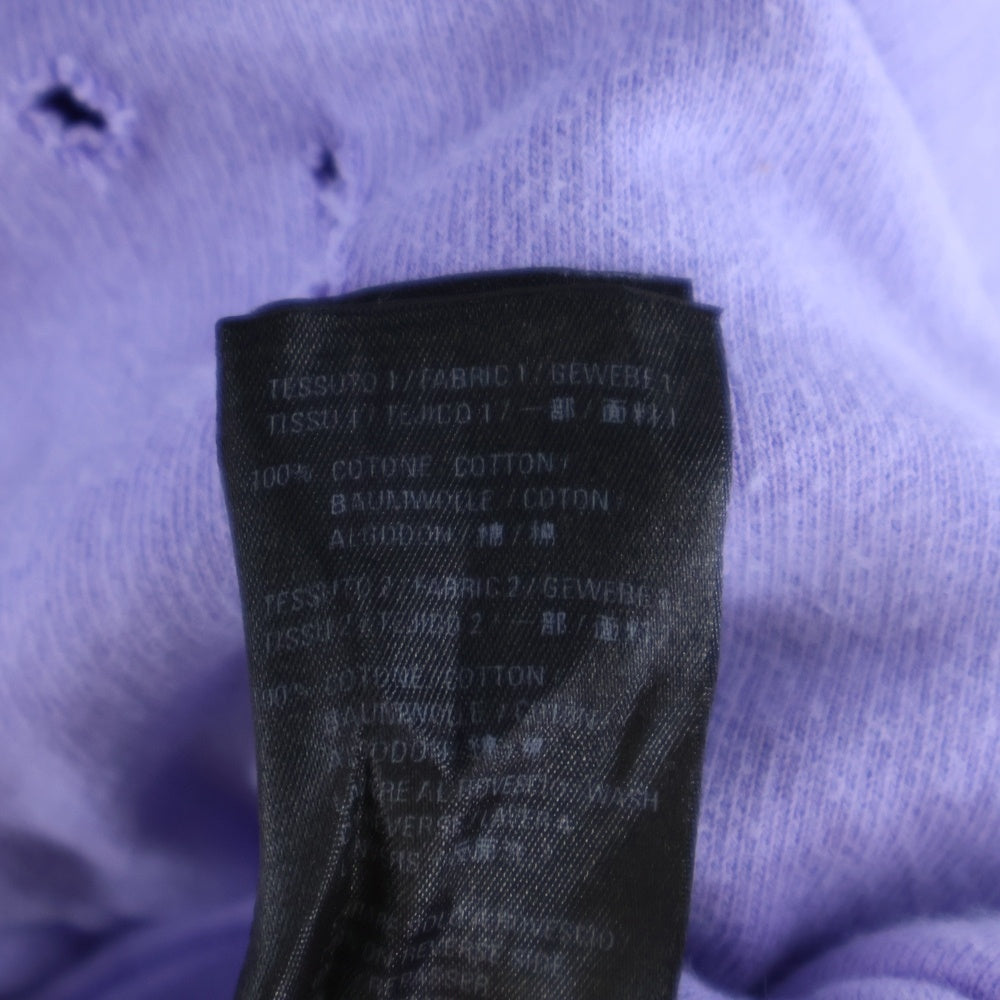 BALENCIAGA(バレンシアガ) 21SS Caps Destroyed Hoodie キャップス デストロイド フーディ プルオーバースウェットパーカー ダメージ加工 パープル 659403 TKVB6