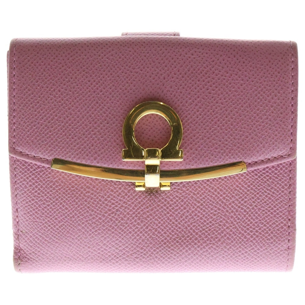 FERRAGAMO(フェラガモ) ガンチーニクリップ 二つ折り財布 ウォレット ピンク 22C877
