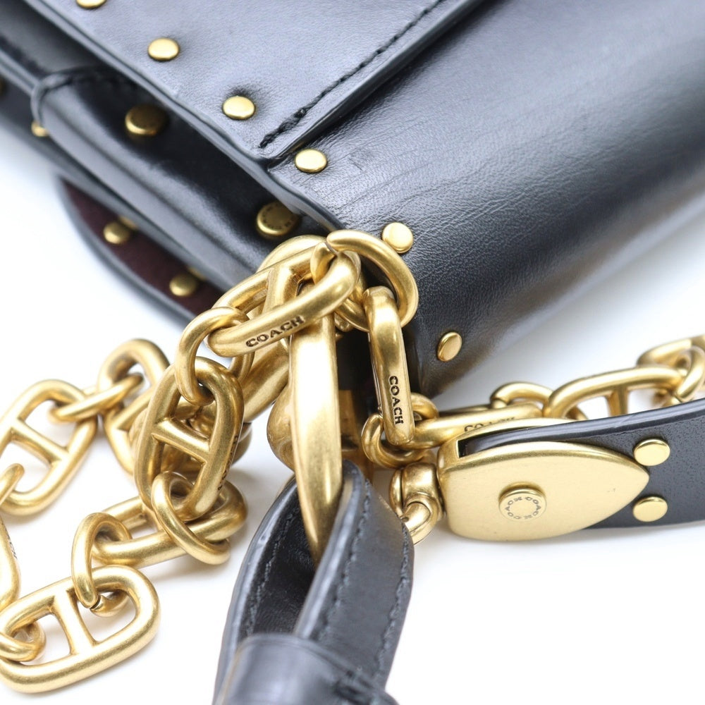 COACH(コーチ) 3WAY スタッズ レザーショルダーバッグ ハンドバッグ ブラック