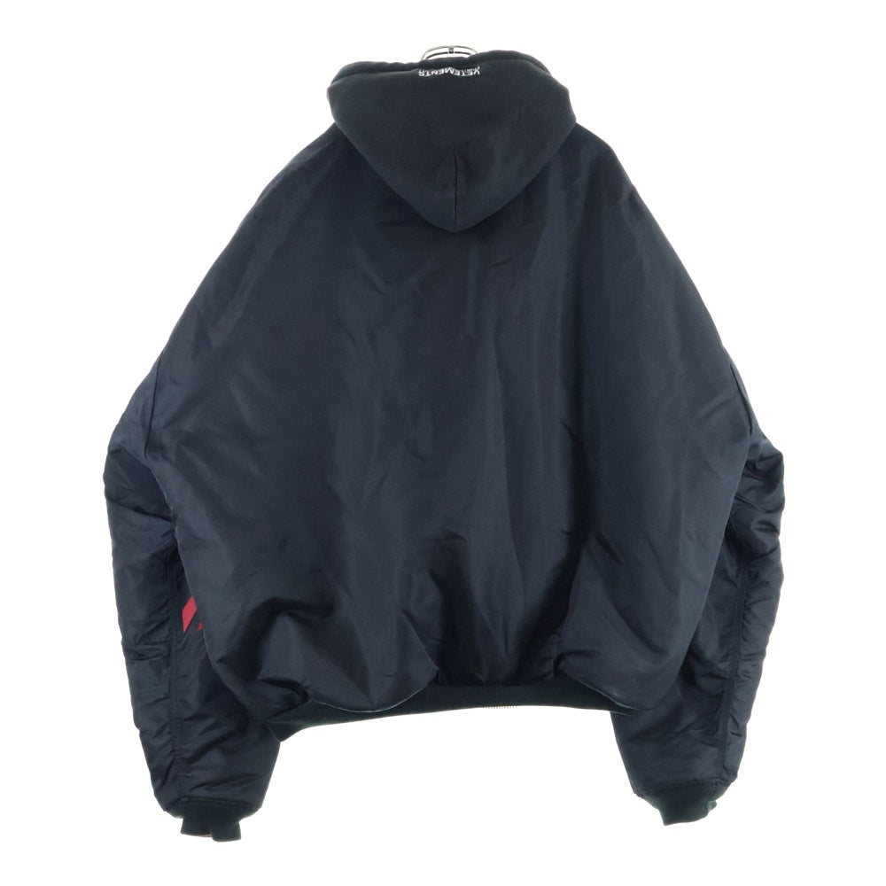 VETEMENTS(ヴェトモン) 17AW ×Alpha Reversible Hooded Bomber Jacket アルファ リバーシブルフーディーボンバージャケット ブラック/オレンジ MAH18JA35