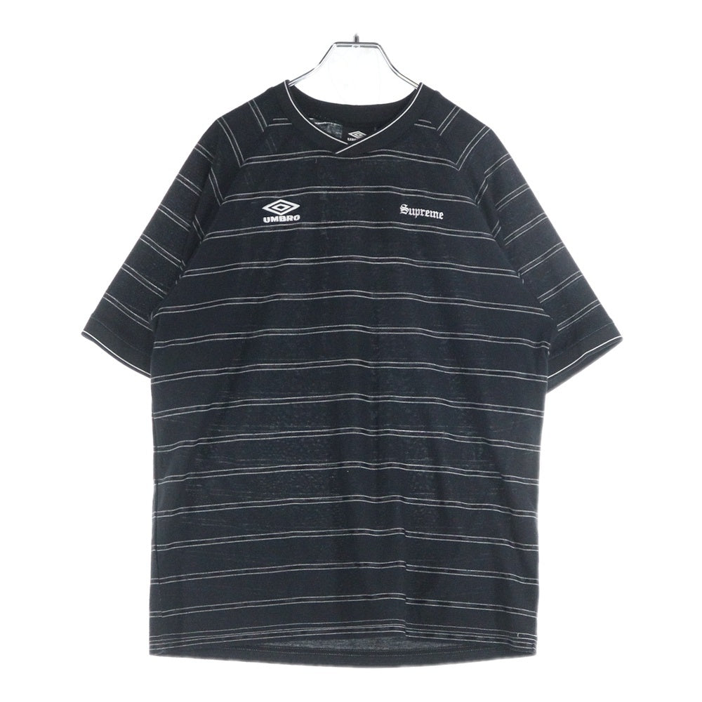SUPREME(シュプリーム) 25SS ×UMBRO STRIPE SOCCER JERSEY SHIRT アンブロ ストライプ サッカージャージー 半袖シャツ ブラック