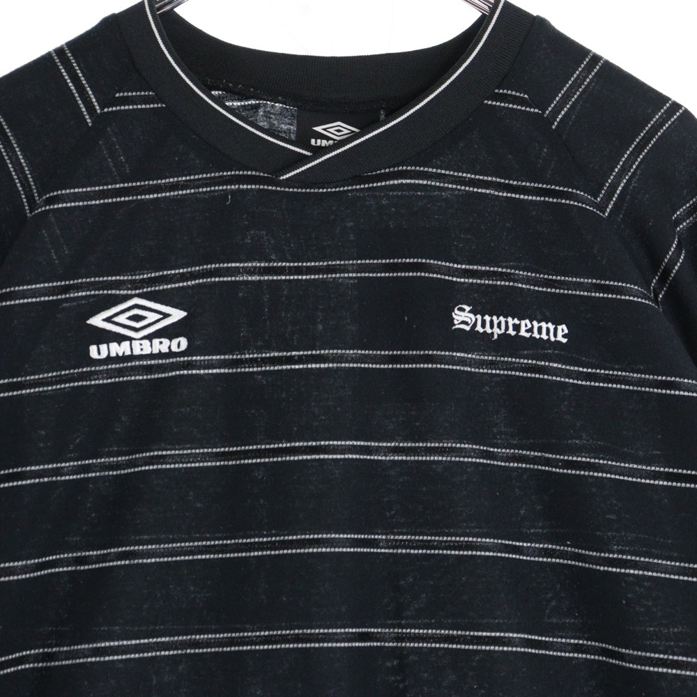 SUPREME(シュプリーム) 25SS ×UMBRO STRIPE SOCCER JERSEY SHIRT アンブロ ストライプ サッカージャージー 半袖シャツ ブラック