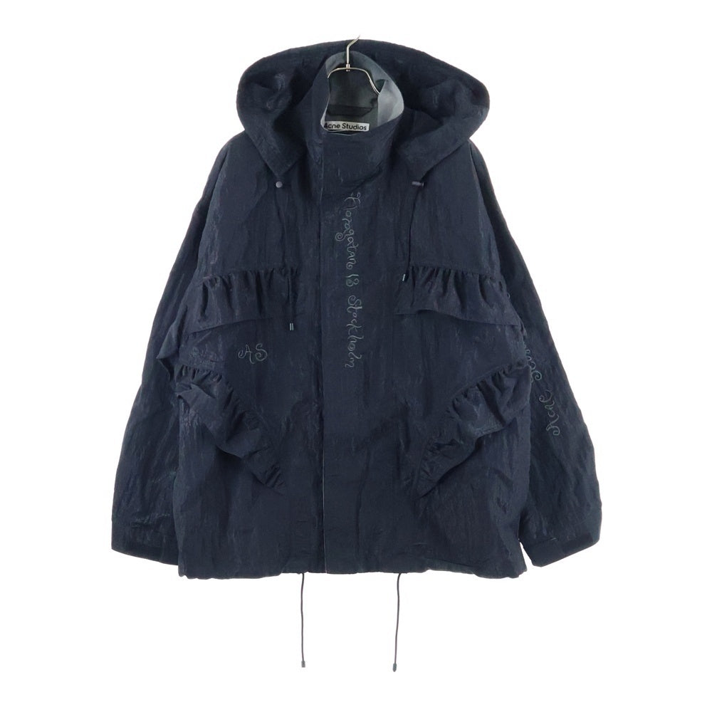 Acne Studios(アクネ ストゥディオズ) Embroidered nylon jacket エンブロイダリー 刺繍ナイロンジャケット ブラック OUTW000968