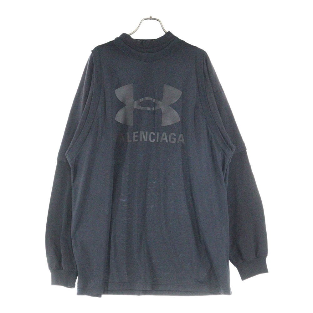 BALENCIAGA(バレンシアガ) ×Under Armour Layered LS T-Shirt ×アンダーアーマー レイヤード 長袖ゲームシャツカットソー ブラック 818087